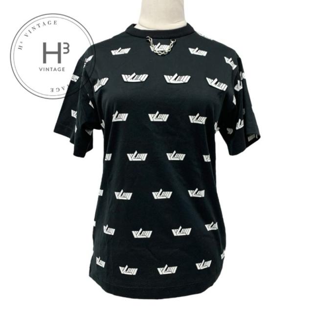 ルイヴィトン LOUIS VUITTON LVヴィテス トップス コットン ブラック ホワイト ワッペン Ｔシャツ シルバーチェーン