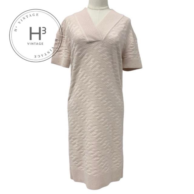 エルメス HERMES ワンピース ウール ピンク 半袖 ニット