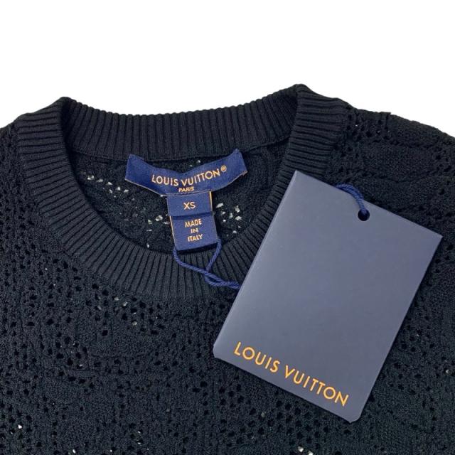 ルイヴィトン LOUIS VUITTON トップス レーヨン ブラック 黒 未使用 レース 五分袖_5