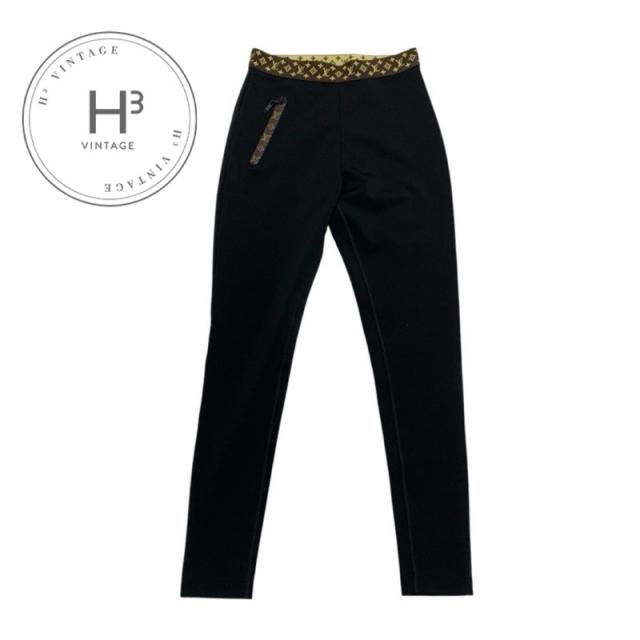 ルイヴィトン LOUIS VUITTON ボトムス ナイロン ブラック ブラウン レギンスウィズエラステックベルト モノグラム パンツ レギンス