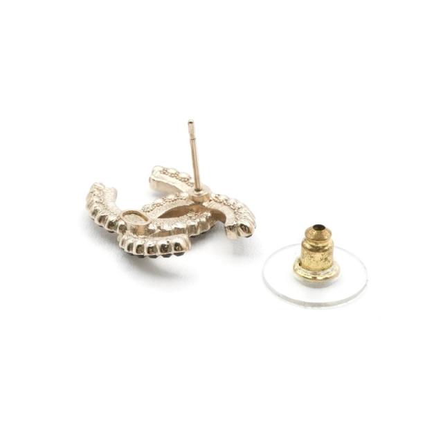 シャネル CHANEL ピアス イヤリング ゴールド ココマーク ラインストーン_3
