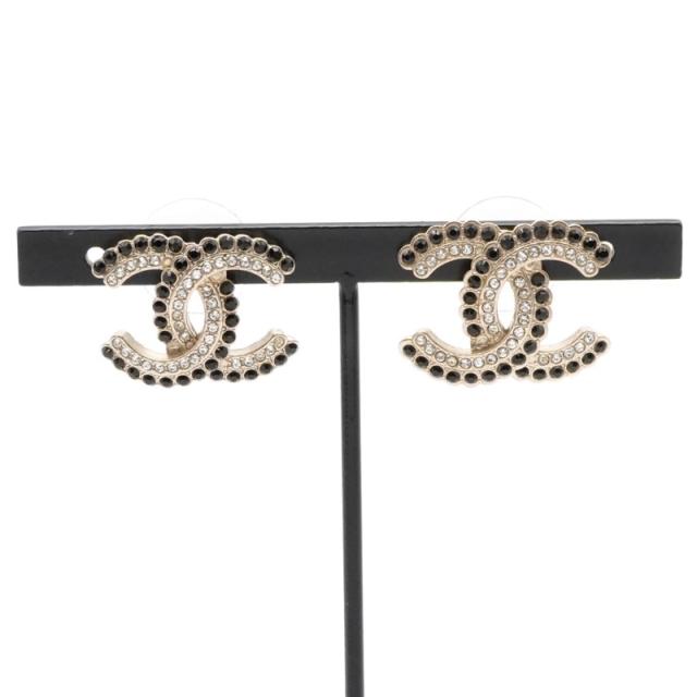 シャネル CHANEL ピアス イヤリング ゴールド ココマーク ラインストーン_5