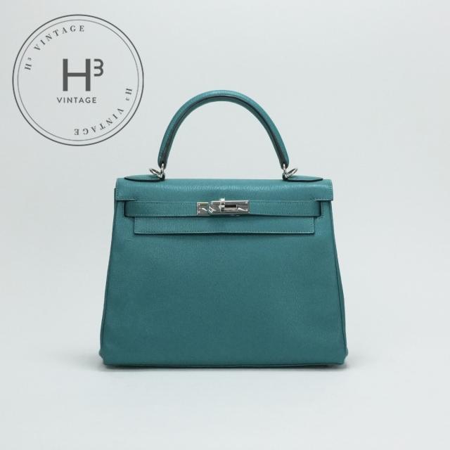 エルメス HERMES ケリー28 ケリー 28 バッグ トートバッグ ショルダーバッグ シェーブル シェブルミゾル ブルーパオン ブルー グリーン