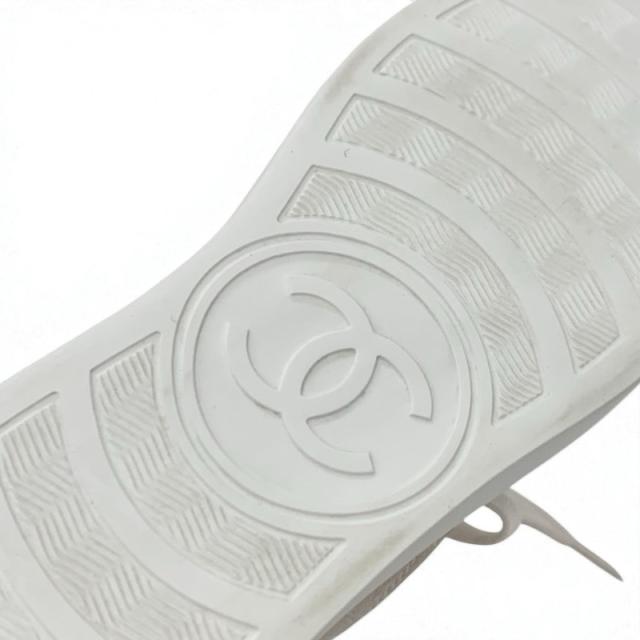 シャネル CHANEL スニーカー 靴 シューズ スエード ベージュ ホワイト ココマーク メッシュ_7