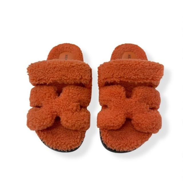 エルメス HERMES シプレ サンダル 靴 シューズ ムートン オレンジ