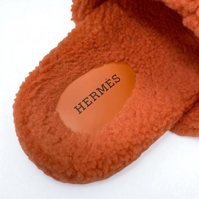 エルメス HERMES シプレ サンダル 靴 シューズ ムートン オレンジ