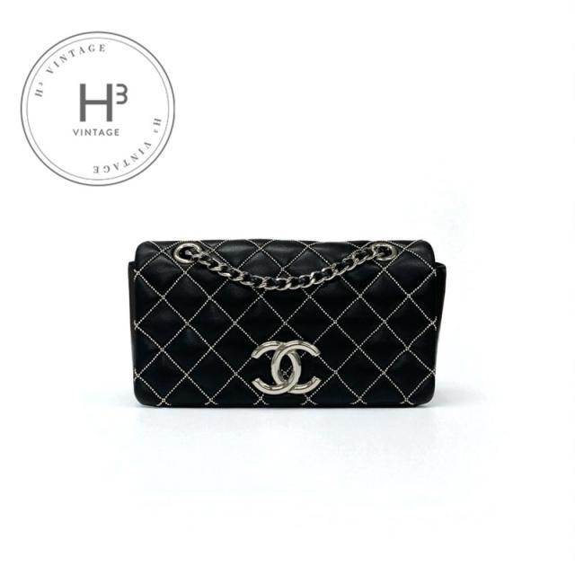 シャネル CHANEL バッグ ショルダーバッグ レザー ブラック 黒 シルバー ミニマトラッセ ココマーク シングルフラップ ダブルチェーン