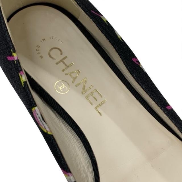 シャネル CHANEL フラットシューズ 靴 シューズ ファブリック ブラック