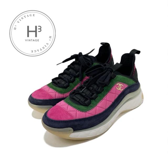 シャネル CHANEL スニーカー 靴 シューズ ファブリック スエード ピンク ココマーク ロゴ