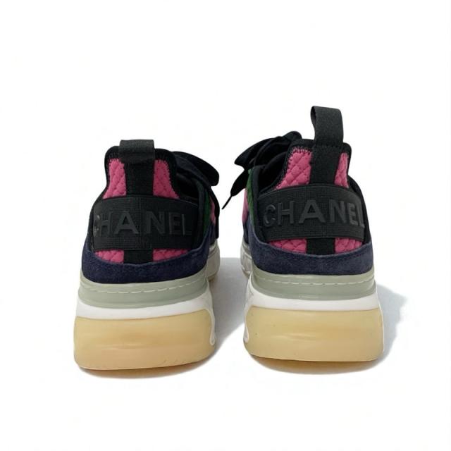 シャネル CHANEL スニーカー 靴 シューズ ファブリック スエード ピンク ココマーク ロゴ_4