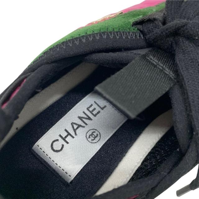 シャネル CHANEL スニーカー 靴 シューズ ファブリック スエード ピンク ココマーク ロゴ_6