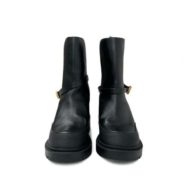 ディオール CHRISTIAN DIOR DIOR EMPREINTE ブーツ 遊撃手ブーツ 靴 シューズ なめし革 黒いこと 黒 ゴールド 胴締め ロゴタイプ