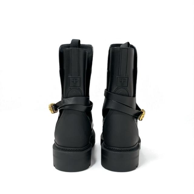 ディオール CHRISTIAN DIOR DIOR EMPREINTE ブーツ 遊撃手ブーツ 靴 シューズ なめし革 黒いこと 黒 ゴールド 胴締め ロゴタイプ