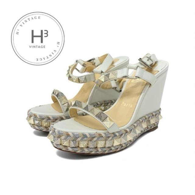 クリスチャンルブタン ウェッジ サンダル スタッズ 35.5 22.5cm 22