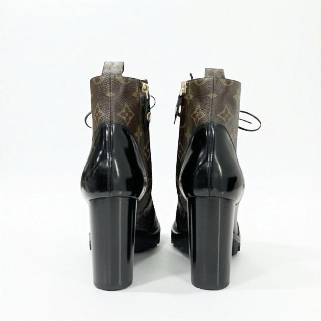 ルイヴィトン LOUIS VUITTON スタートレイルライン モノグラム ブーツ 遊撃手ブーツ 靴 シューズ なめし革 専売特許 赤銅色 黒いこと