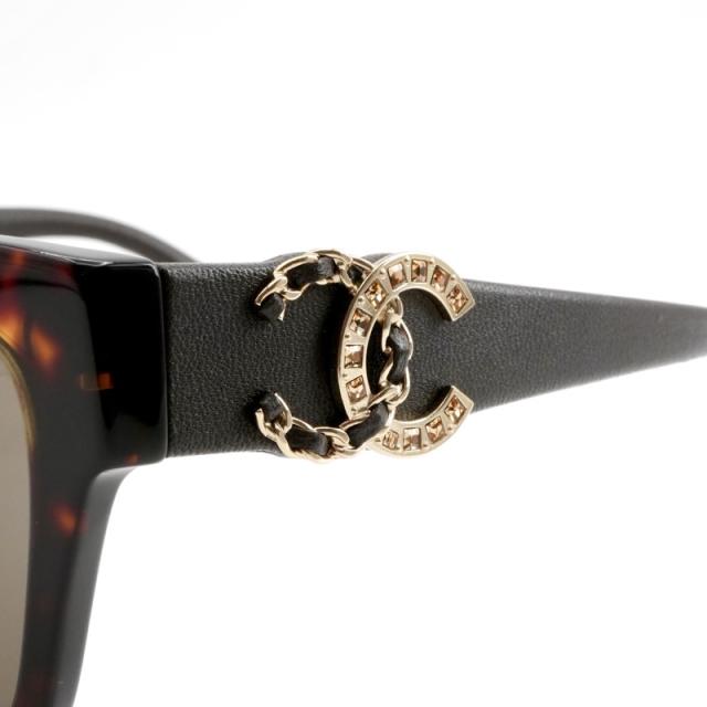 シャネル CHANEL サングラス ブラウン ゴールド ココマーク チェーン