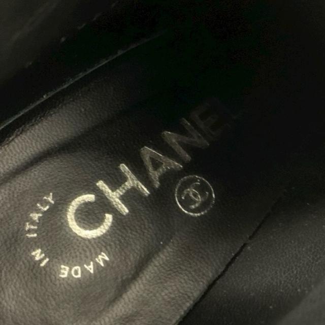 シャネル CHANEL ブーツ 遊撃手ブーツ 靴 シューズ なめし革 黒いこと 黒 ブーティ スピード競技脹れ上がる ココマーク パール