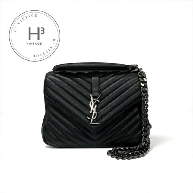 サンローラン SAINT LAURENT カレッジ バッグ ショルダーバッグ レザー ブラック 黒 シルバー YSLロゴ キルティング 2WAY ハンドバッグ