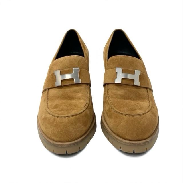 エルメス HERMES フォック ローファー 革靴 靴 シューズ スエード 