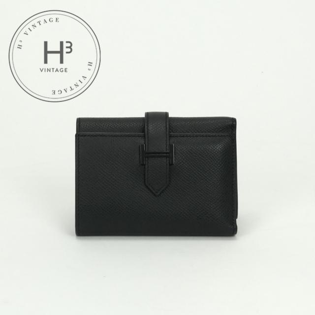 エルメス HERMES ベアンコンビネ ベアン 財布 三つ折り財布 ミニ財布 ミニウォレット エプソン ソーブラック SO-BLACK モノクローム
