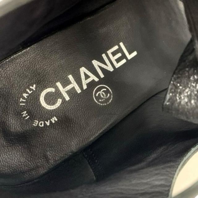 シャネル CHANEL パンプス 靴 シューズ レザー ブラック 黒 ココマーク リボン スター ラインストーン_6