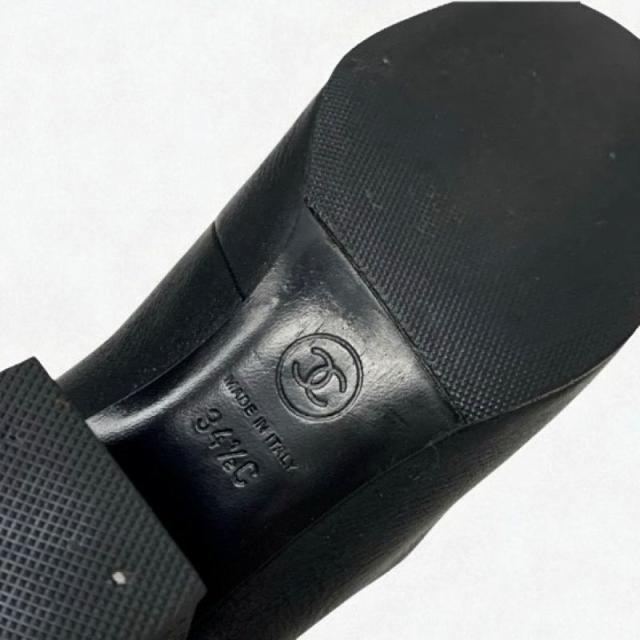 シャネル CHANEL パンプス 靴 シューズ レザー ブラック 黒 ココマーク リボン スター ラインストーン_7