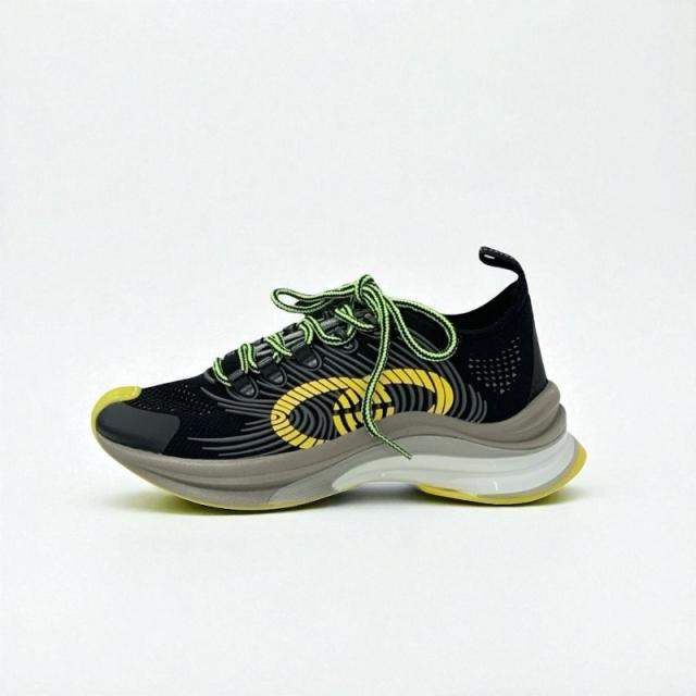 グッチ GUCCI RUN スニーカー 靴 シューズ ファブリック ブラック イエロー 未使用 インターロッキングG ロゴ_2