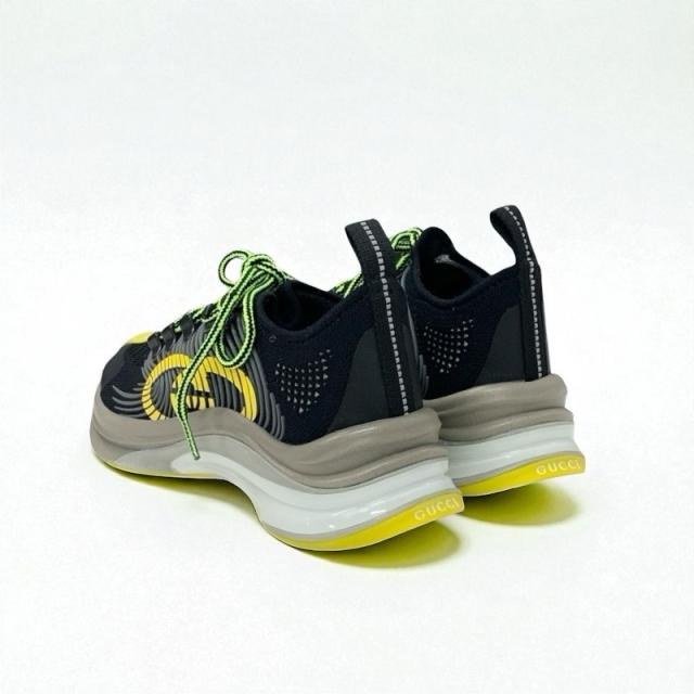 グッチ GUCCI RUN スニーカー 靴 シューズ ファブリック ブラック イエロー 未使用 インターロッキングG ロゴ_3