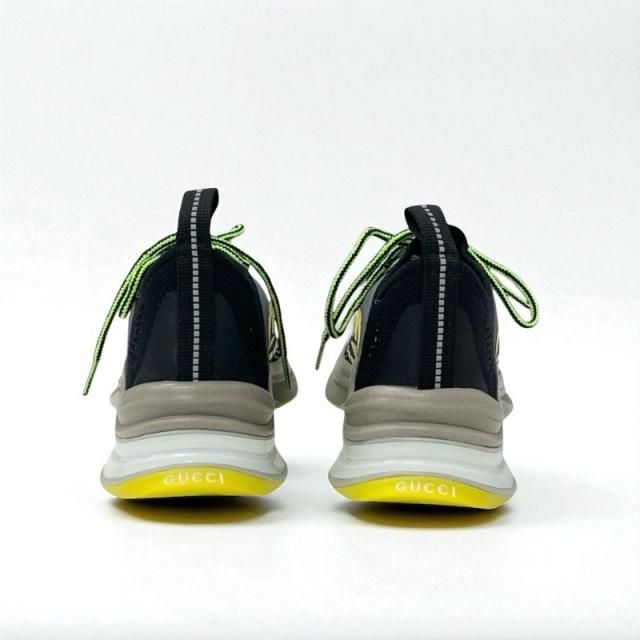 グッチ GUCCI RUN スニーカー 靴 シューズ ファブリック ブラック イエロー 未使用 インターロッキングG ロゴ_4