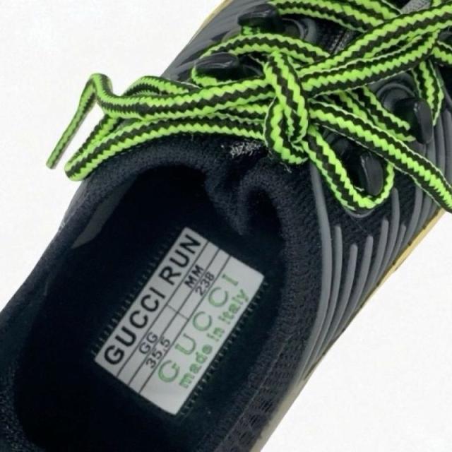 グッチ GUCCI RUN スニーカー 靴 シューズ ファブリック ブラック イエロー 未使用 インターロッキングG ロゴ_6