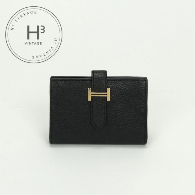エルメス HERMES ベアンミニ ベアン ミニ 小銭入れ付き カードケース カード入れ パスケース シェーブル シェブルミゾル ノワール Noir