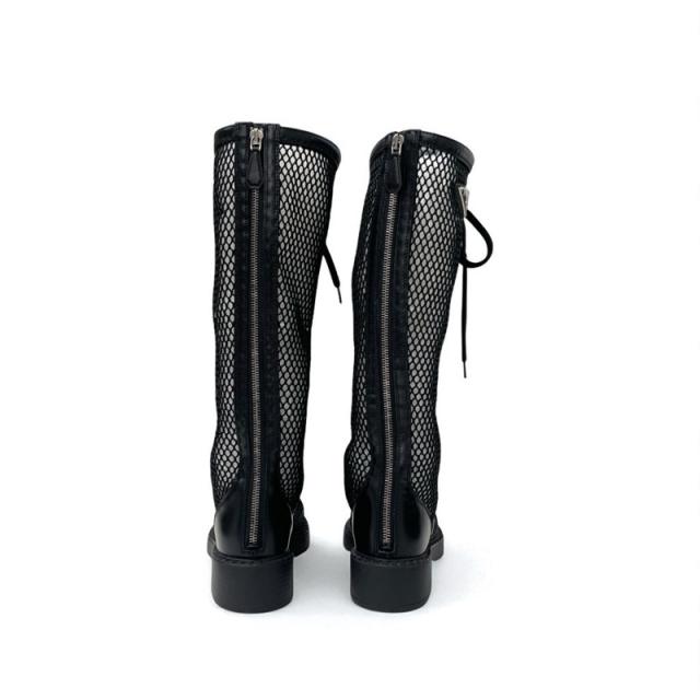 プラダ PRADA ブーツ ロングブーツ 靴 シューズ メッシュ レザー