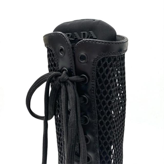 プラダ PRADA ブーツ ロングブーツ 靴 シューズ メッシュ レザー