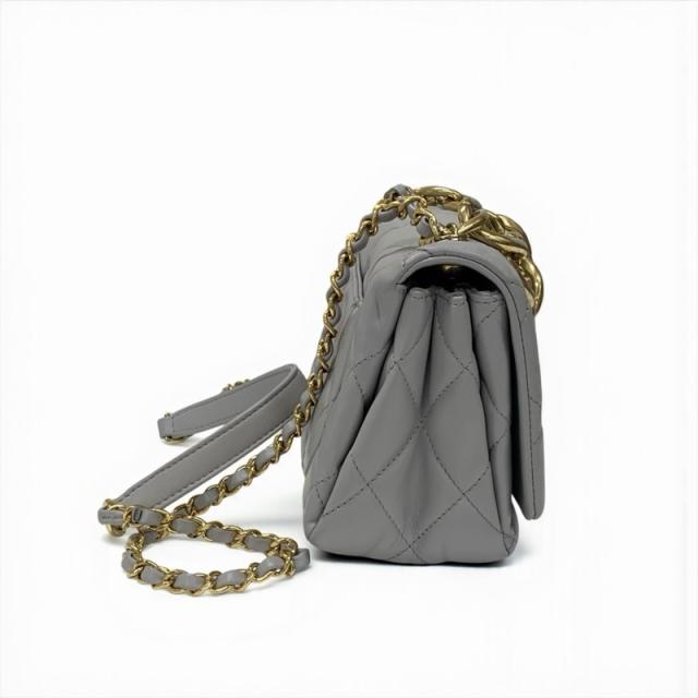 シャネル CHANEL バッグ ショルダーバッグ グレー ゴールド ミニマトラッセ ラムスキン ターンロック ココマーク 2way チェーン シャネル CHANEL バッグ ショルダーバッグ グレー ゴールド ミニ