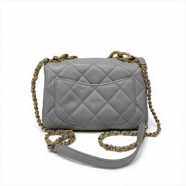 シャネル CHANEL バッグ ショルダーバッグ グレー ゴールド ミニマトラッセ ラムスキン ターンロック ココマーク 2way チェーン シャネル CHANEL バッグ ショルダーバッグ グレー ゴールド ミニ