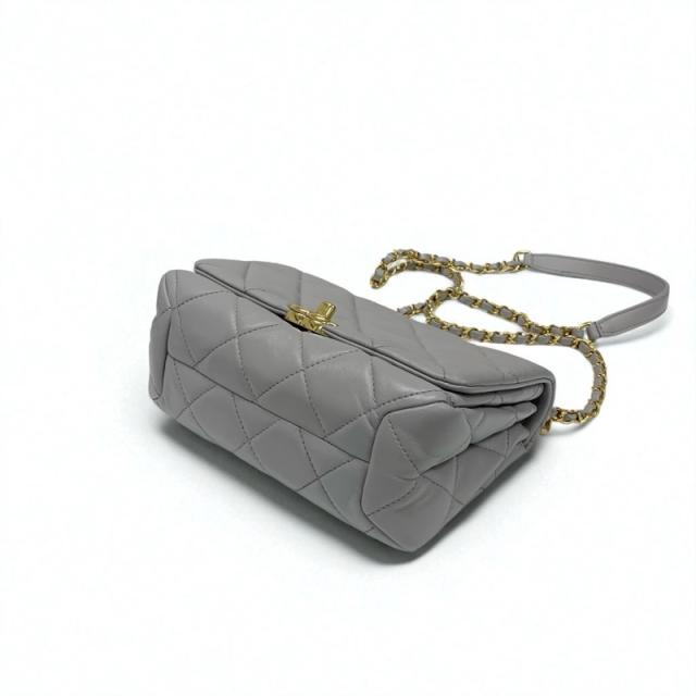 シャネル CHANEL バッグ ショルダーバッグ グレー ゴールド ミニ