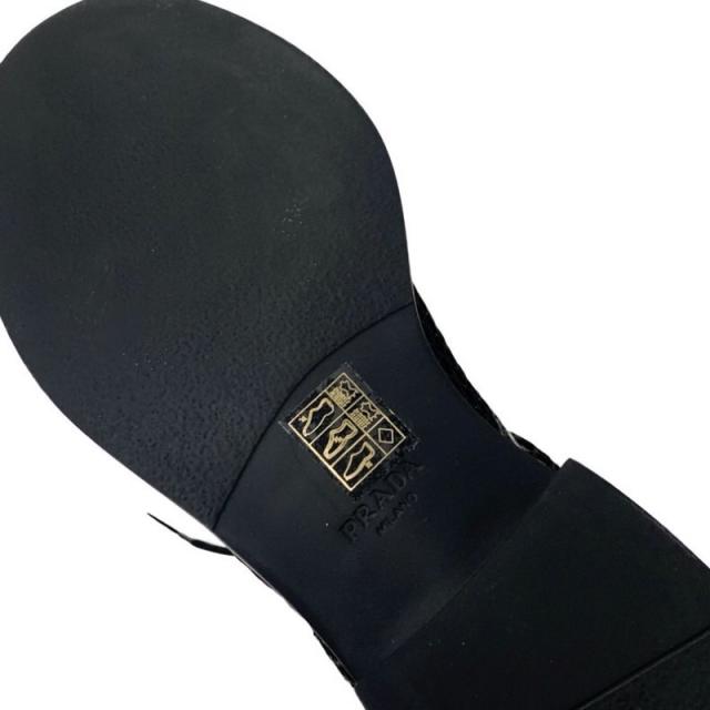 プラダ PRADA ブーツ ロングブーツ 靴 シューズ メッシュ レザー ブラック 黒 トライアングルロゴ レースアップ_6