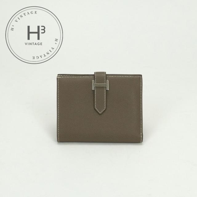 エルメス HERMES ベアンコンパクト ベアン コンパクト 財布 二つ折り財布 ミニ財布 ミニウォレット エプソン エトゥープ Etoupe グレー