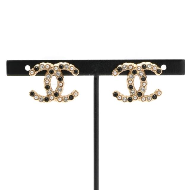シャネル CHANEL ピアス イヤリング ゴールド ココマーク ラインストーン_5