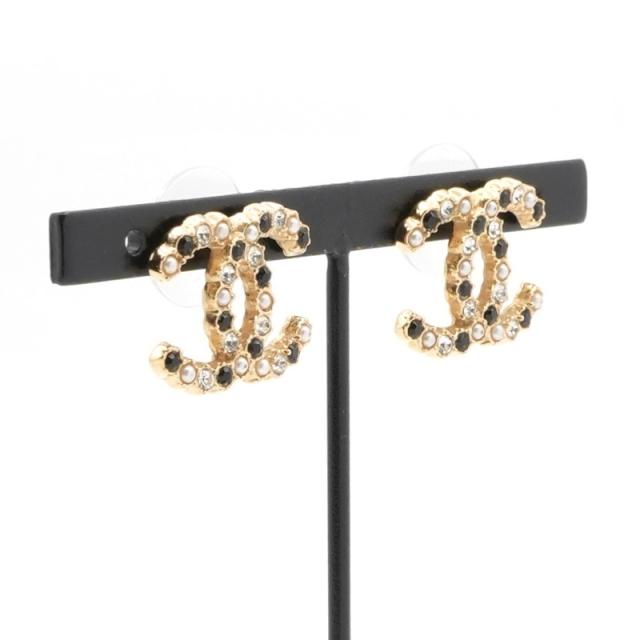 シャネル CHANEL ピアス イヤリング ゴールド ココマーク ラインストーン_6