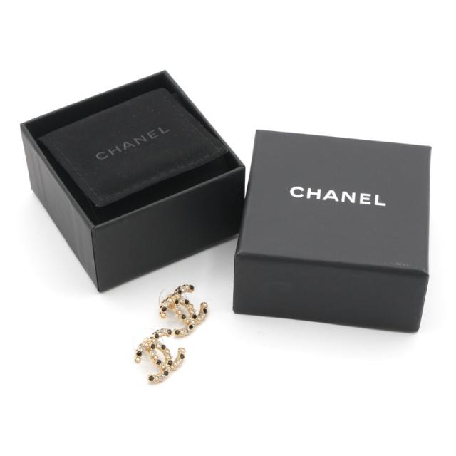 シャネル CHANEL ピアス イヤリング ゴールド ココマーク ラインストーン_8