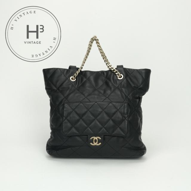 シャネル CHANEL マトラッセ バッグ トートバッグ カーフスキン ブラック 黒 ゴールド金具 ココマーク 2WAY チェーンバッグ