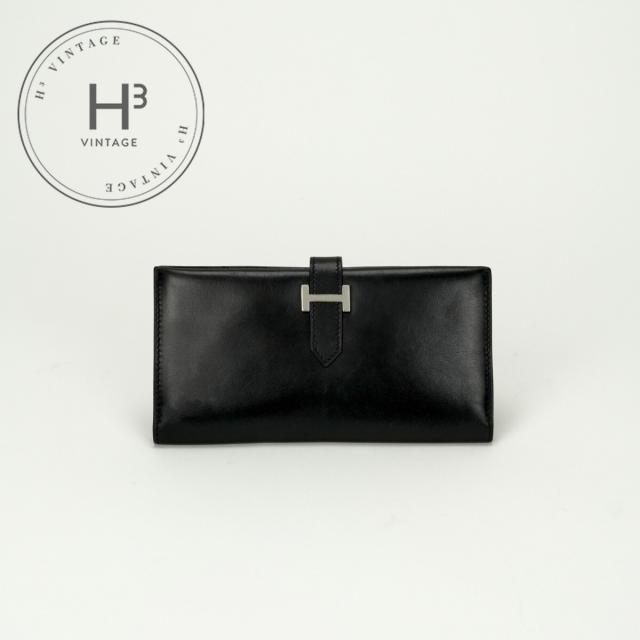 エルメス HERMES ベアンクラシック ベアン クラシック 財布 長財布 ロングウォレット ボックスカーフ ノワール ブラック BLACK 黒