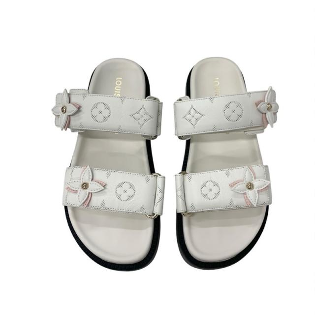 ルイヴィトン LOUIS VUITTON サンセットライン モノグラム サンダル 靴 シューズ レザー ホワイト ピンク 白 コンフォート ミュール ルイヴィトン LOUIS VUITTON サンセットライン モノグラム サンダル 靴