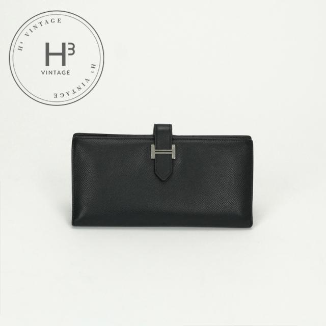 エルメス HERMES ベアンスフレ ベアン スフレ 財布 長財布 ロングウォレット エプソン ノワール Noir ブラック Black 黒 シルバー金具