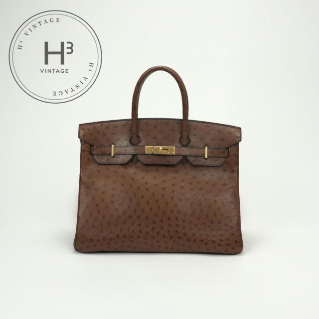 エルメス HERMES バーキン35 バーキン 35 バッグ トートバッグ オーストリッチ ブラウン Brown 茶 ゴールド金具 ハンドバッグ