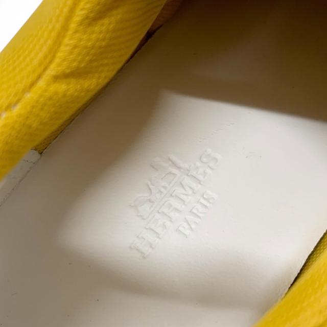 エルメス HERMES ギガ スニーカー 靴 シューズ ファブリック レザー イエロー ホワイト_6