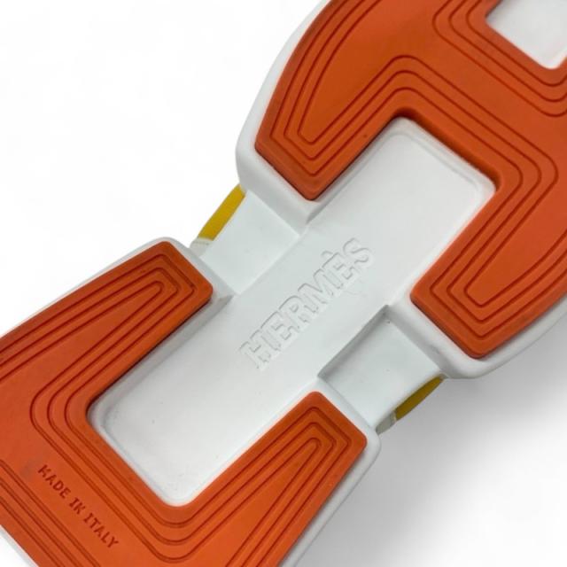 エルメス HERMES ギガ スニーカー 靴 シューズ ファブリック レザー イエロー ホワイト_7