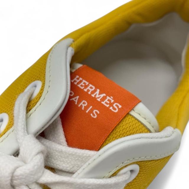 エルメス HERMES ギガ スニーカー 靴 シューズ ファブリック レザー イエロー ホワイト_8