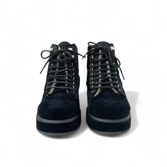 シャネル CHANEL ブーツ ショートブーツ 靴 シューズ ハラコ スエード